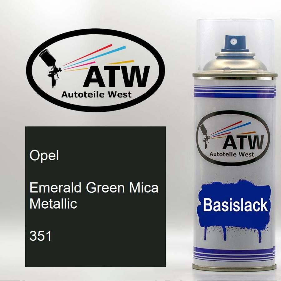 Opel, Emerald Green Mica Metallic, 351: 400ml Sprühdose, von ATW Autoteile West.